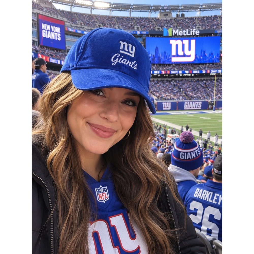 47 New York Giants Women's Spirit Clean Up Hat Royal Blue Velvet Adjustable NWT